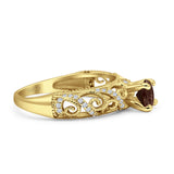 Art Deco Round Natural Stone Filigree Ring