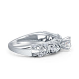Art Deco 6.2mm Round Cubic Zirconia Beaded Filigree Ring 925 Sterling Silver