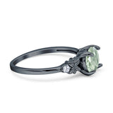 Art Deco Round Natural Stone Floral Ring