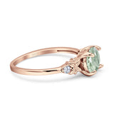 Art Deco Round Natural Stone Floral Ring