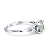Art Deco Round Natural Stone Floral Ring