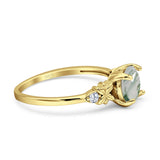 Art Deco Round Natural Stone Floral Ring