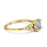 Art Deco Round Natural Stone Floral Ring