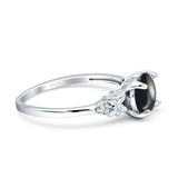 Art Deco Round Natural Stone Floral Ring