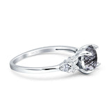 Art Deco Round Natural Stone Floral Ring