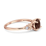 Art Deco Round Natural Stone Floral Ring