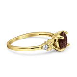 Art Deco Round Natural Stone Floral Ring