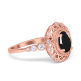 Art Deco Oval Natural Stone Beaded Ring