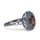Art Deco Oval Natural Stone Beaded Ring