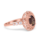 Art Deco Oval Natural Stone Beaded Ring