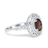 Art Deco Oval Natural Stone Beaded Ring