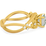 Art Deco Round Natural Stone Flower Ring