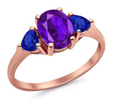 Three Stone Oval Natural Stone Trio Ring