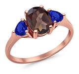 Three Stone Oval Natural Stone Trio Ring