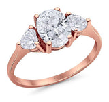 Three Stone Oval Natural Stone Trio Ring