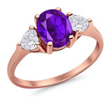 Three Stone Oval Natural Stone Trio Ring