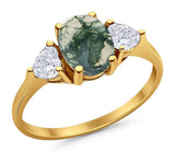 Three Stone Oval Natural Stone Trio Ring
