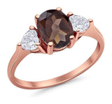 Three Stone Oval Natural Stone Trio Ring