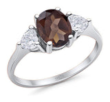Three Stone Oval Natural Stone Trio Ring
