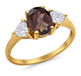 Three Stone Oval Natural Stone Trio Ring