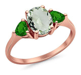 Three Stone Oval Natural Stone Trio Ring