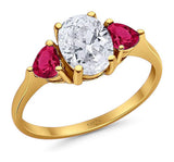 Three Stone Oval Natural Stone Trio Ring