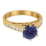 Round Natural Stone Engagement Ring