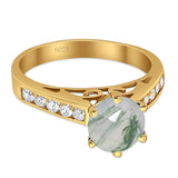 Round Natural Stone Engagement Ring