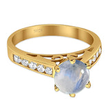 Round Natural Stone Engagement Ring