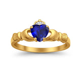 Heart Shape Simulated Cubic Zirconia Claddagh Wedding Ring 925 Sterling Silver