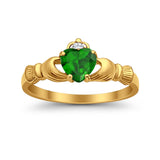 Heart Shape Simulated Cubic Zirconia Claddagh Wedding Ring 925 Sterling Silver