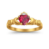 Heart Shape Simulated Cubic Zirconia Claddagh Wedding Ring 925 Sterling Silver