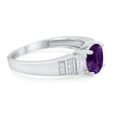 Three Stone Round Natural Stone Ring