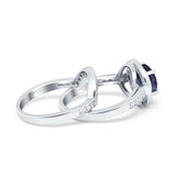 Two Piece Round Natural Stone Bridal Ring