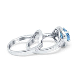 Two Piece Round Natural Stone Bridal Ring
