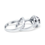 Two Piece Round Natural Stone Bridal Ring