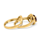 Two Piece Round Natural Stone Bridal Ring