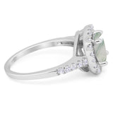 Vintage Style Round Natural Stone Halo Ring