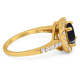 Vintage Style Round Natural Stone Halo Ring