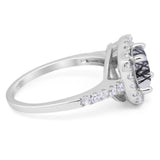 Vintage Style Round Natural Stone Halo Ring