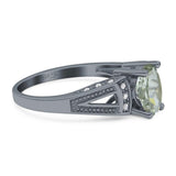 Art Deco Oval Natural Stone Wedding Ring