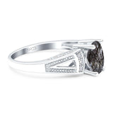 Art Deco Oval Natural Stone Wedding Ring