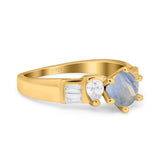 Art Deco Round Natural Stone Cocktail Ring