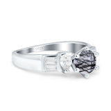 Art Deco Round Natural Stone Cocktail Ring