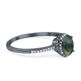 Art Deco Oval Hidden Halo Ring