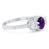 Three Stone Round Natural Stone Ring