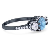 Three Stone Round Natural Stone Ring