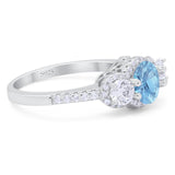 Three Stone Round Natural Stone Ring