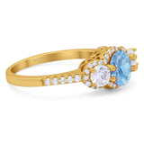 Three Stone Round Natural Stone Ring