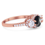 Three Stone Round Natural Stone Ring
